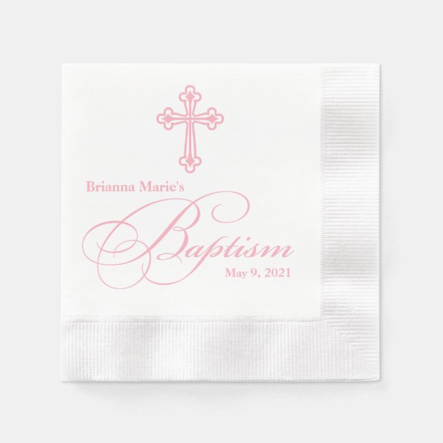 Serviettes En Papier Élégant Baptême croisé Personnalisé Napkin (Devant)