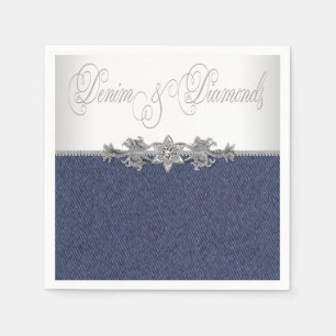 Serviettes En Papier Élégant Denim et diamants