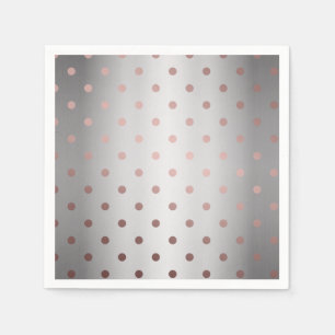 Serviettes En Papier élégant faux rose pois d'or d'argent