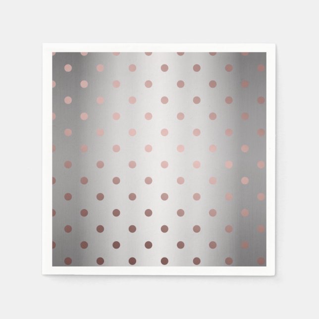 Serviettes En Papier élégant faux rose pois d'or d'argent (Devant)