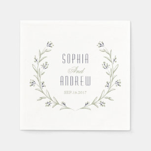 Serviettes En Papier Elégant jardin fleuri mariage rustique monogramme