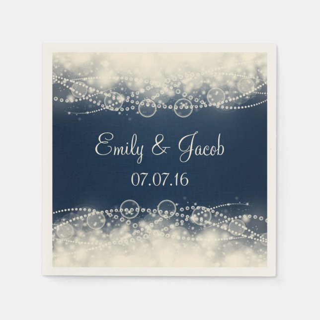 Serviettes En Papier Elégant Mariage de dentelle et perles (Devant)