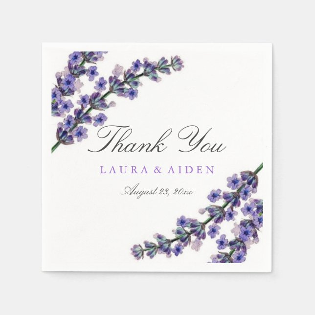 Serviettes En Papier Élégant Merci de lavande Mariage Napkin (Devant)