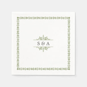 Serviettes En Papier Élégant monogramme de mariage vintage classique mo