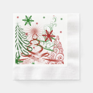 Serviettes En Papier Élégant Noël, Vacances, Rouge et Vert
