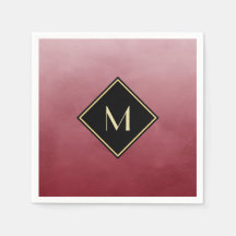 Élégant Rouge Brossé Avec Monogramme Or Simple