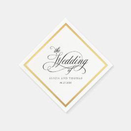 Serviettes En Papier Élégant Script Flouris Mariage