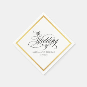 Serviettes En Papier Élégant Script Flouris Mariage