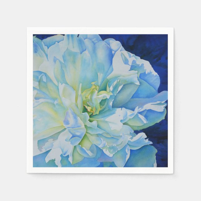 Serviettes En Papier Elégante aquarelle florale bleue (Devant)