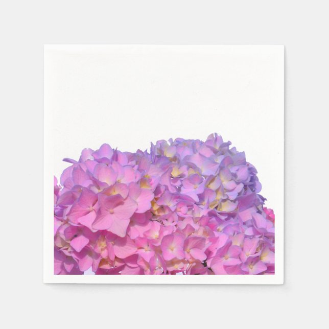 Serviettes En Papier Elégante florales violettes roses hydrangées (Devant)