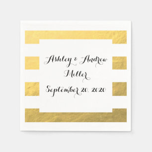 Serviettes En Papier Élégante Grilles blanches Gold Foil imprimé