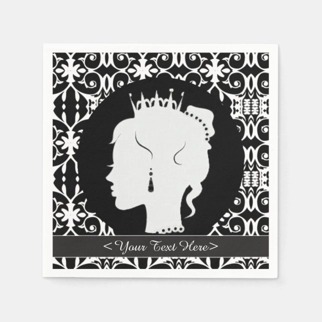Serviettes En Papier Élégante Princesse personnalisée Silhouette servie (Devant)