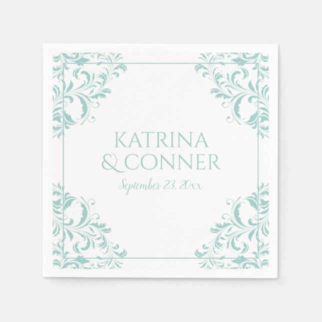 Serviettes En Papier Élégantes serviettes | Nadine (Turquoise clair) 2 (Devant)