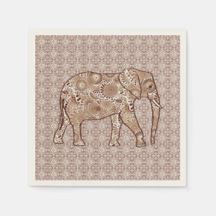 Serviettes En Papier Éléphale tourbillon fractal - marron et taupe