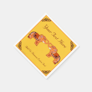 Serviettes En Papier Éléphant de henné (orange/rouge)