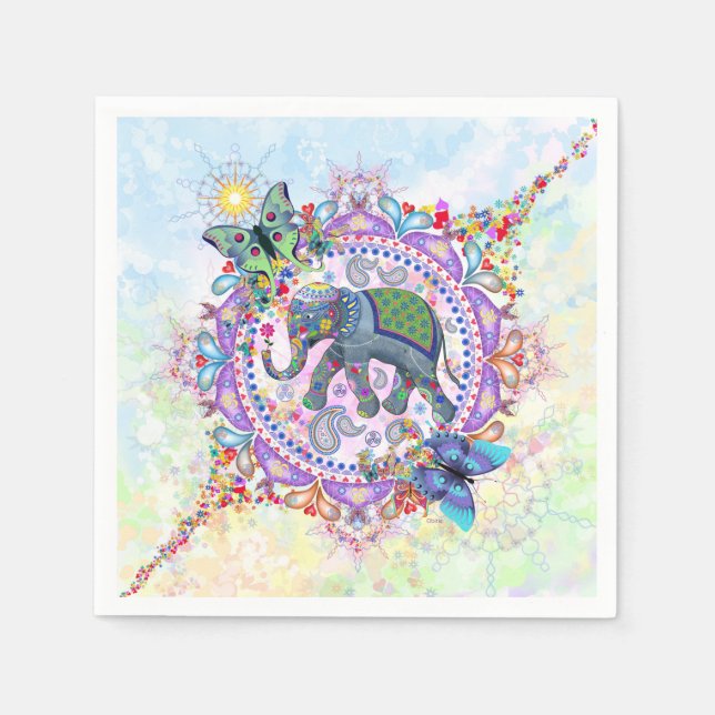 Serviettes En Papier Eléphant sacré (Devant)