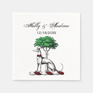Serviettes En Papier Emblème de blason d'arbre avec Greyhound Whippet