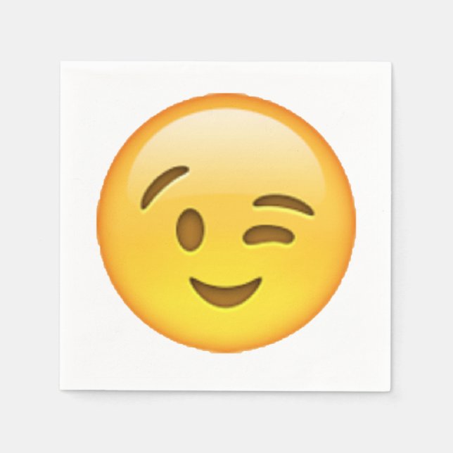 Serviettes En Papier Emoji - Winking (Devant)