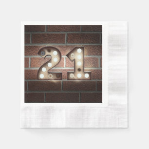 Serviettes En Papier enseigne de marquise d'anniversaire 21 ans sur mur