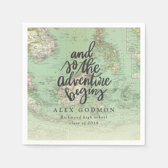 SERVIETTES EN PAPIER ET DONC L'AVENTURE COMMENCE (Devant)