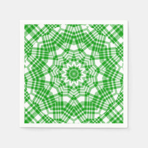 Serviettes En Papier Été vert n blanc Plaid Kaleidoscope