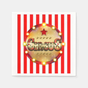 Serviettes En Papier Événement de fête de cirque rouge blanc or rayé ch