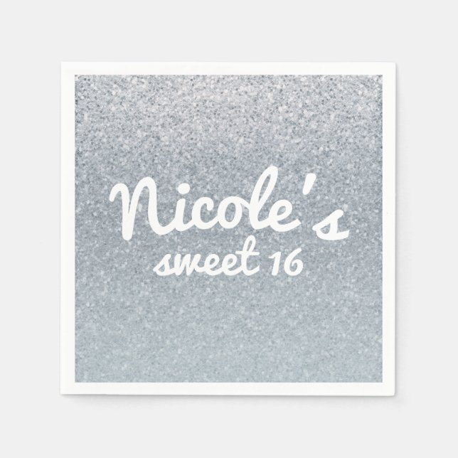 Serviettes En Papier Fairy Tale Silver Parties scintillant Fête Fête Fê (Devant)