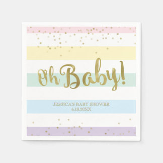 Serviettes En Papier Faux Gold Foil Rainbow Stripes