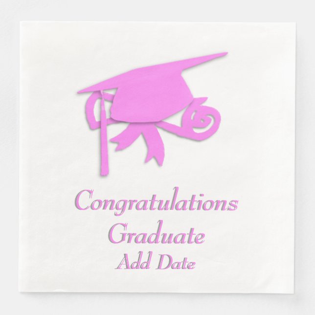 Serviettes En Papier Félicitations aux diplômés de Casquette rose (Devant)