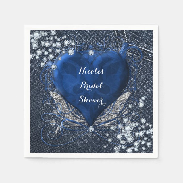 Serviettes En Papier Fête d'anniversaire Denim & Diamonds Glam (Devant)