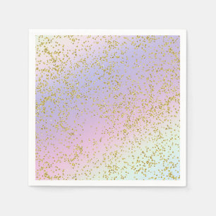 Serviettes En Papier Fête d'anniversaire fantaisie paillettes or pastel