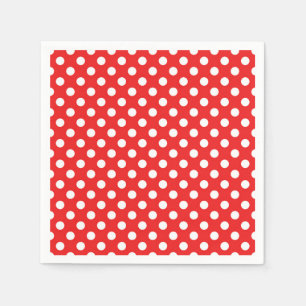 Serviettes En Papier Fête d'anniversaire points rouges et blancs