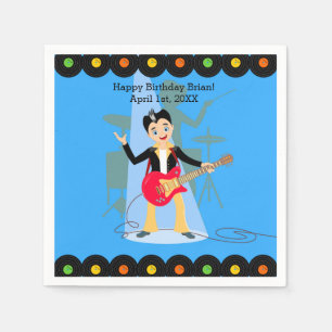 Serviettes En Papier Fête d'anniversaire Rock Star Boy