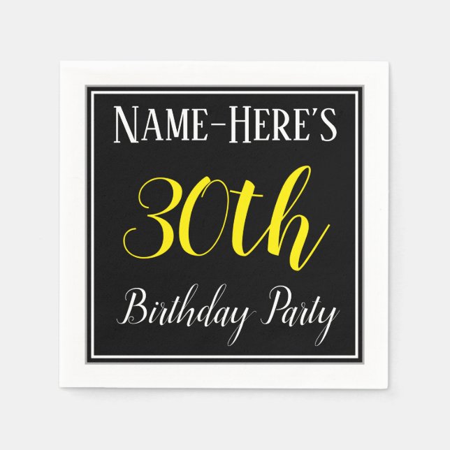 Serviettes En Papier Fête d'anniversaire simple, 30ème avec nom personn (Devant)