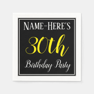 Serviettes En Papier Fête d'anniversaire simple et 30ème avec le nom