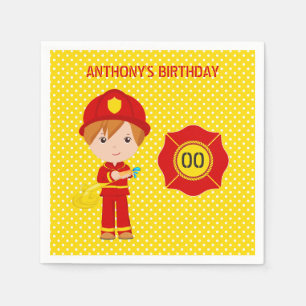 Serviettes En Papier Fête d'anniversaire sur le thème des pompiers pers