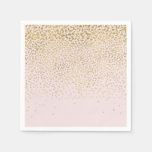 Serviettes En Papier Fête de fiançailles moderne rose et or confetti