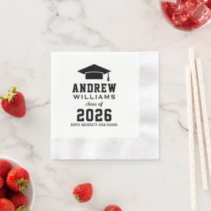 Serviettes En Papier Fête de graduation moderne Black Custom 2025