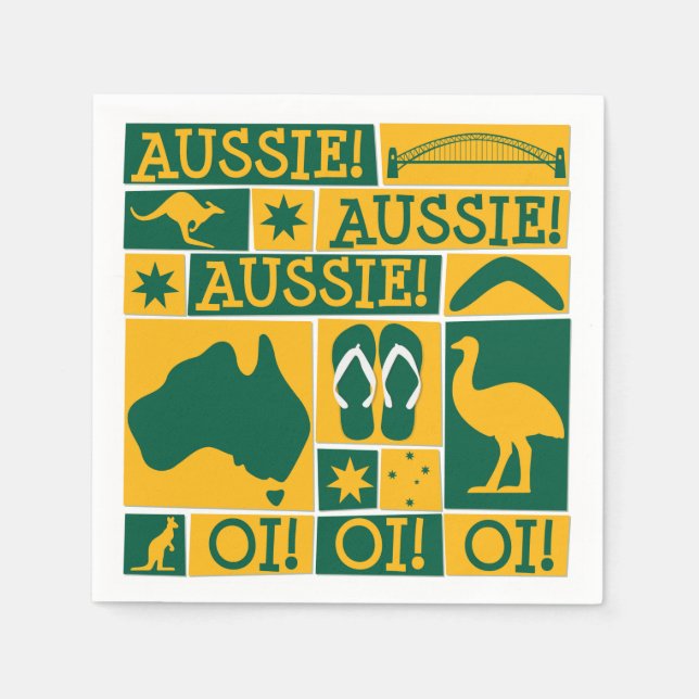 Serviettes En Papier Fête de l'Australie (Devant)