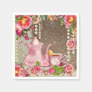 Serviettes En Papier Fête de mariage thé dansant Perle Rose