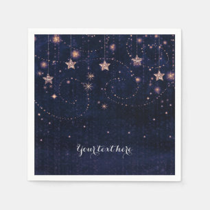 Serviettes En Papier Fête Fantaisiste Céleste Étoilée Violet et Or