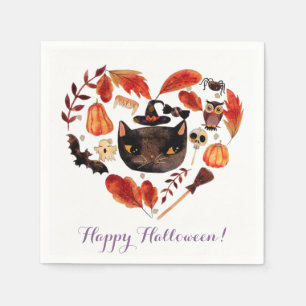 Serviettes En Papier Fête Halloween d'automne à l'aquarelle Mignonne Fa