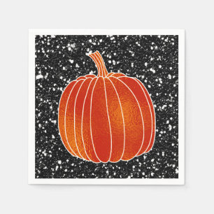 Serviettes En Papier Fête Pailletée Citrouille d'Automne Orange