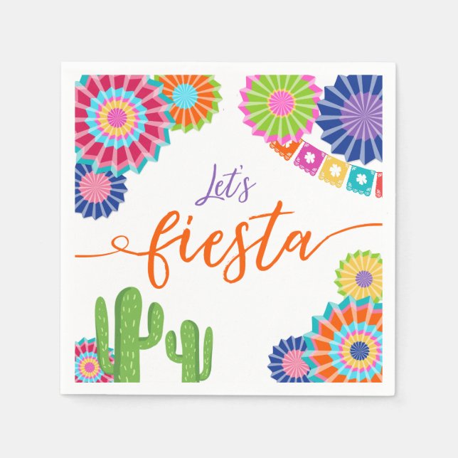 Serviettes En Papier Fête Papier Napkin Cactus mexicain Floral (Devant)