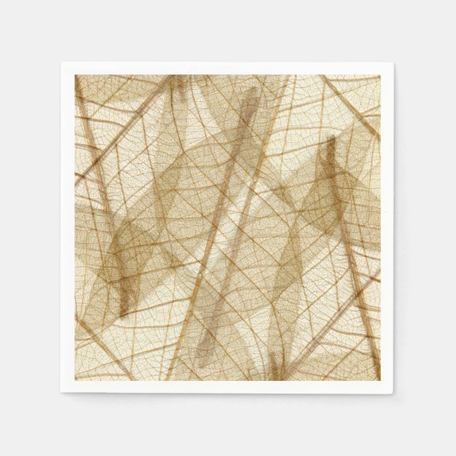 Serviettes En Papier Feuilles de dentelle de crème pâle rustique (Devant)