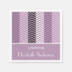 Serviettes En Papier Fille Purple Chevron Stripes Motif Avec Nom