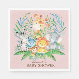 Serviettes En Papier Filles Safari Jungle Baby shower papier serviettes