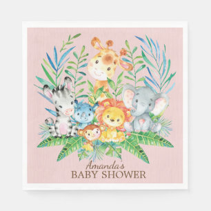 Serviettes En Papier Filles Safari Jungle Baby shower papier serviettes