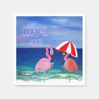 Serviettes En Papier Flamant rose cocktail heure serviettes de plage.