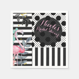 Serviettes En Papier Flamant rose rose d'été Polka Dot Fun Funky Party